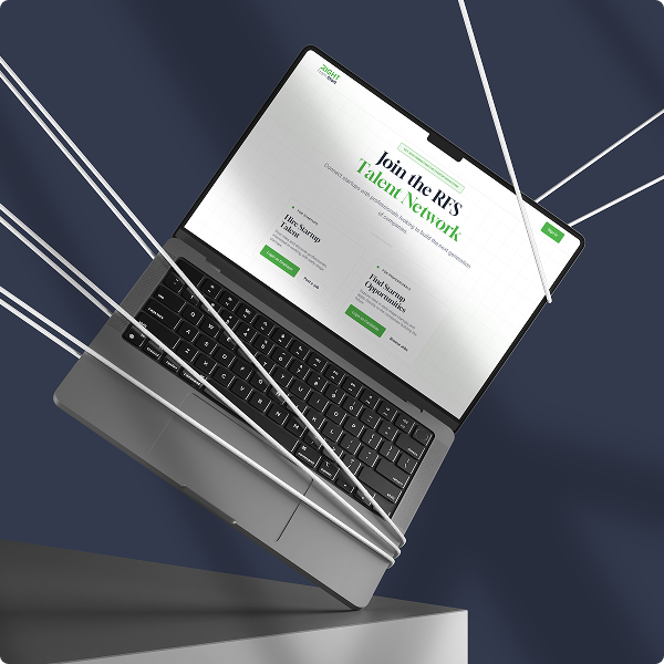 Right From Start platform on laptop mockup